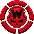 Red Rogue Widdz skull badge